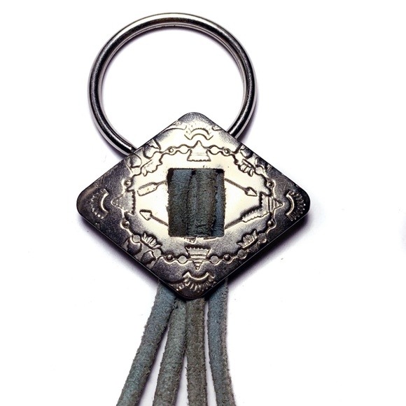 Vintage 70s 80s Leather Concho Tassel Keychain - Picture 5 of 5